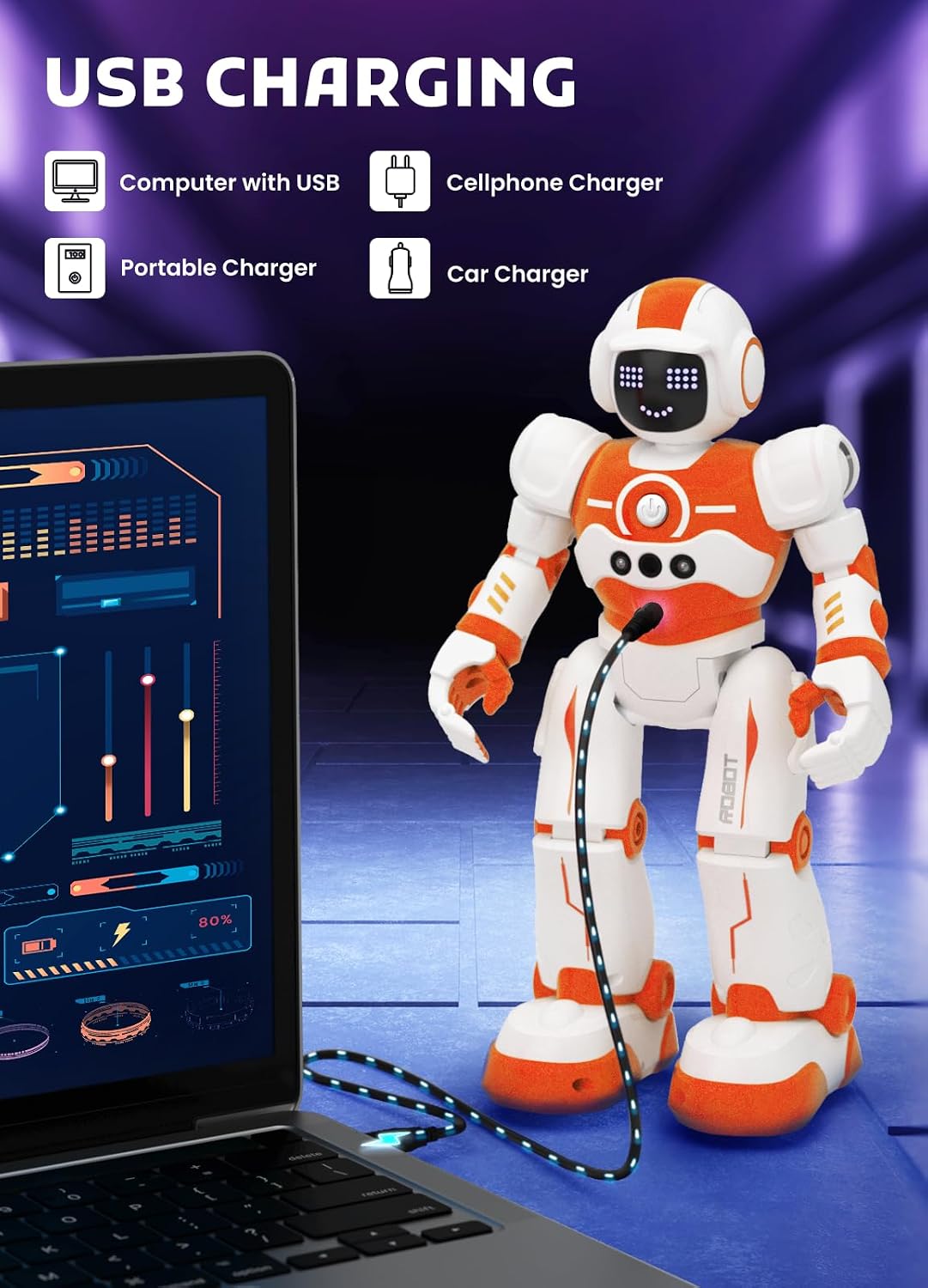 Robot Toys for Kids, Rechargeable Remote & Gesture Control Robots – Fun for Kids & Family - Orange - image 4