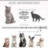 Leather Cat Collar, Breakaway Kitten Collars with Bell, Black – Essentials for Small Pets - Silver Grey_Star & Moon / 7"-9" For Cats(Pack of 1) - image 4