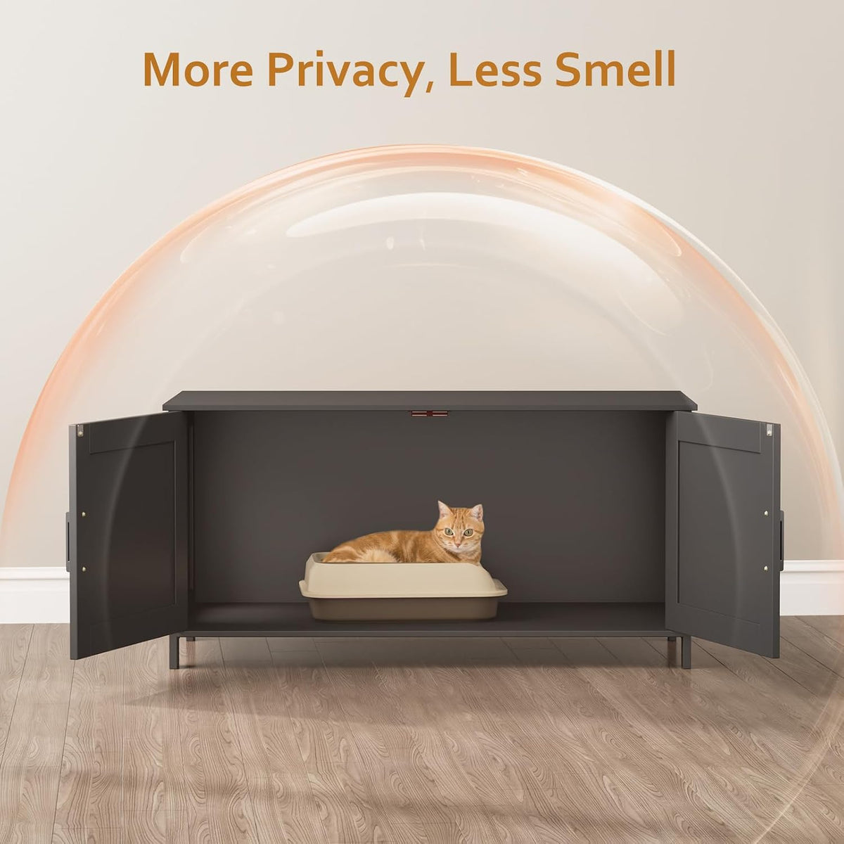 31.5" L Cat Litter Box Enclosure with Barn Door - 39.4"L / Black - image 2