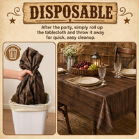 LINHAXM 3 Pack Brown Wood Grain Tablecloths - Western - image 4