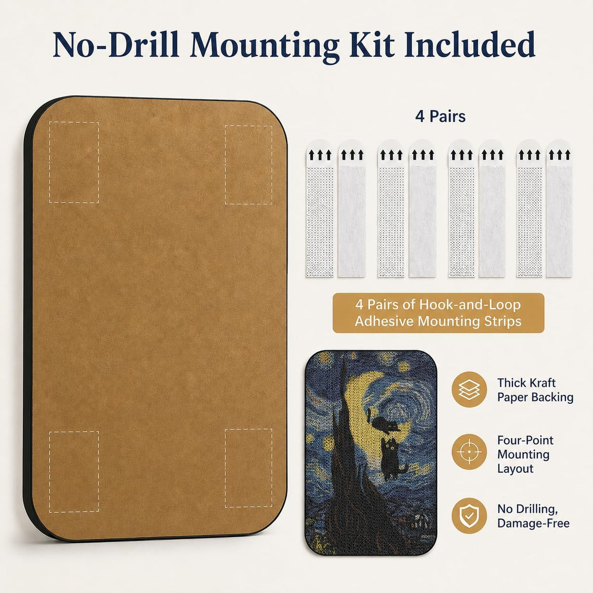 Cat Wall Scratcher, Art Cat Scratching Board for Indoor Cats – Essentials for Cats - Starry Night - image 4