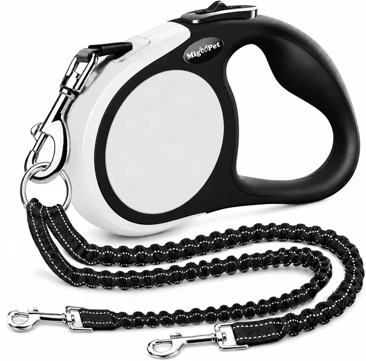 Double Retractable Dog Leash for Two Dogs Up to 115 lbs - Gray / Medium
