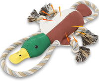 Letsmeet Plush Dog Toy with Crinkle Paper and Ropes - Brown