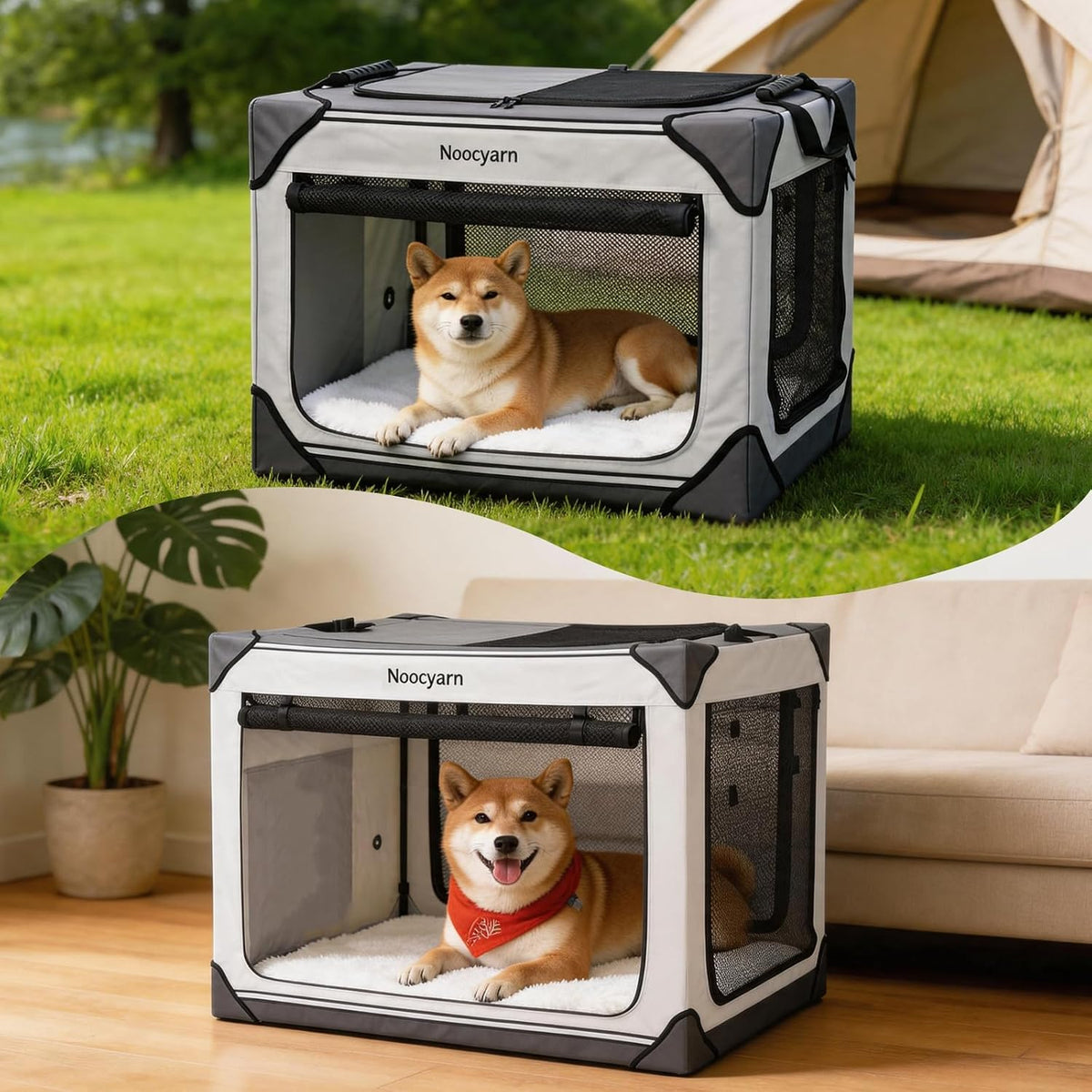 Collapsible Dog Crate for Large Dogs 36 Inch - Light Grey / 26.0"L x 18.0"W x 18.0"H - image 2