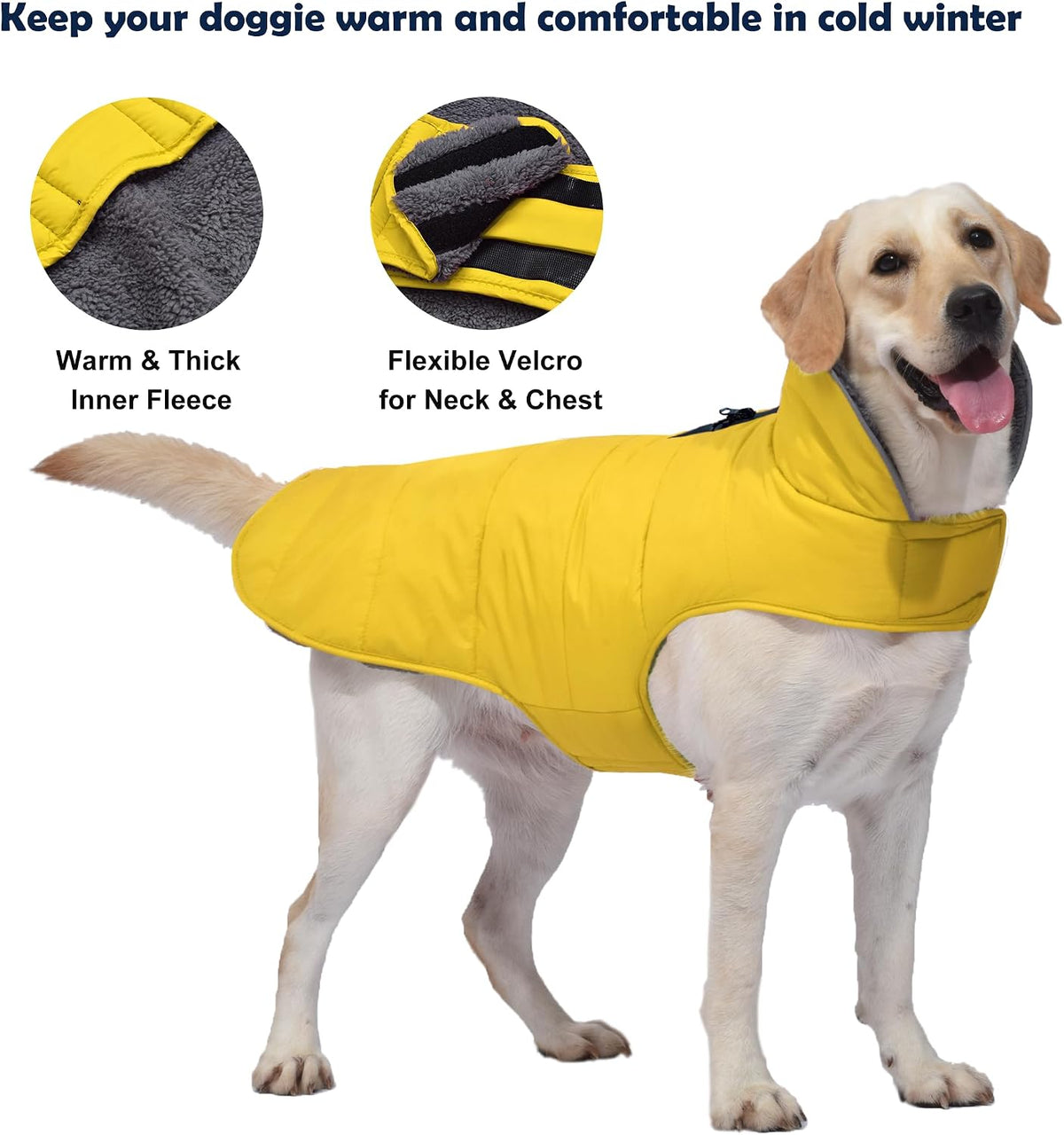 Waterproof Dog Winter Coat - Yellow / M(Chest Girth:16.1-20.1") - image 3