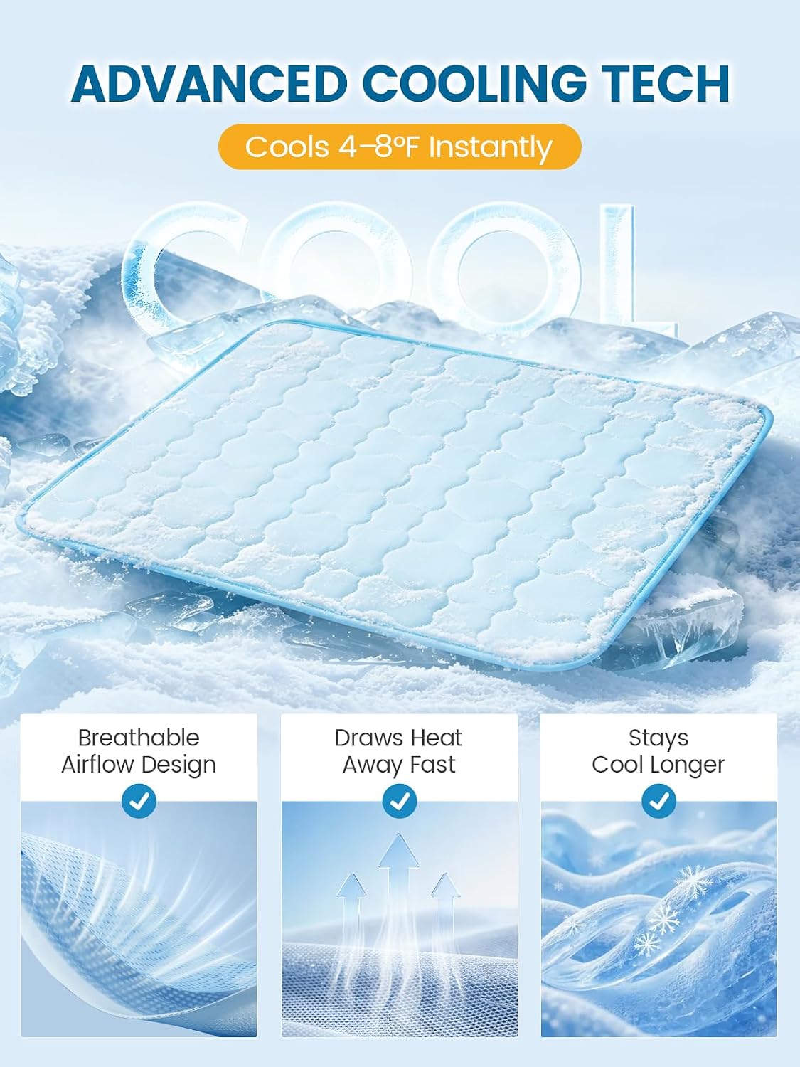 Mora Pets Dog Cooling Mat Instant Pet Cooling Pad Bed for Large Dogs - Light Blue / 40-Inch (Large) - image 2