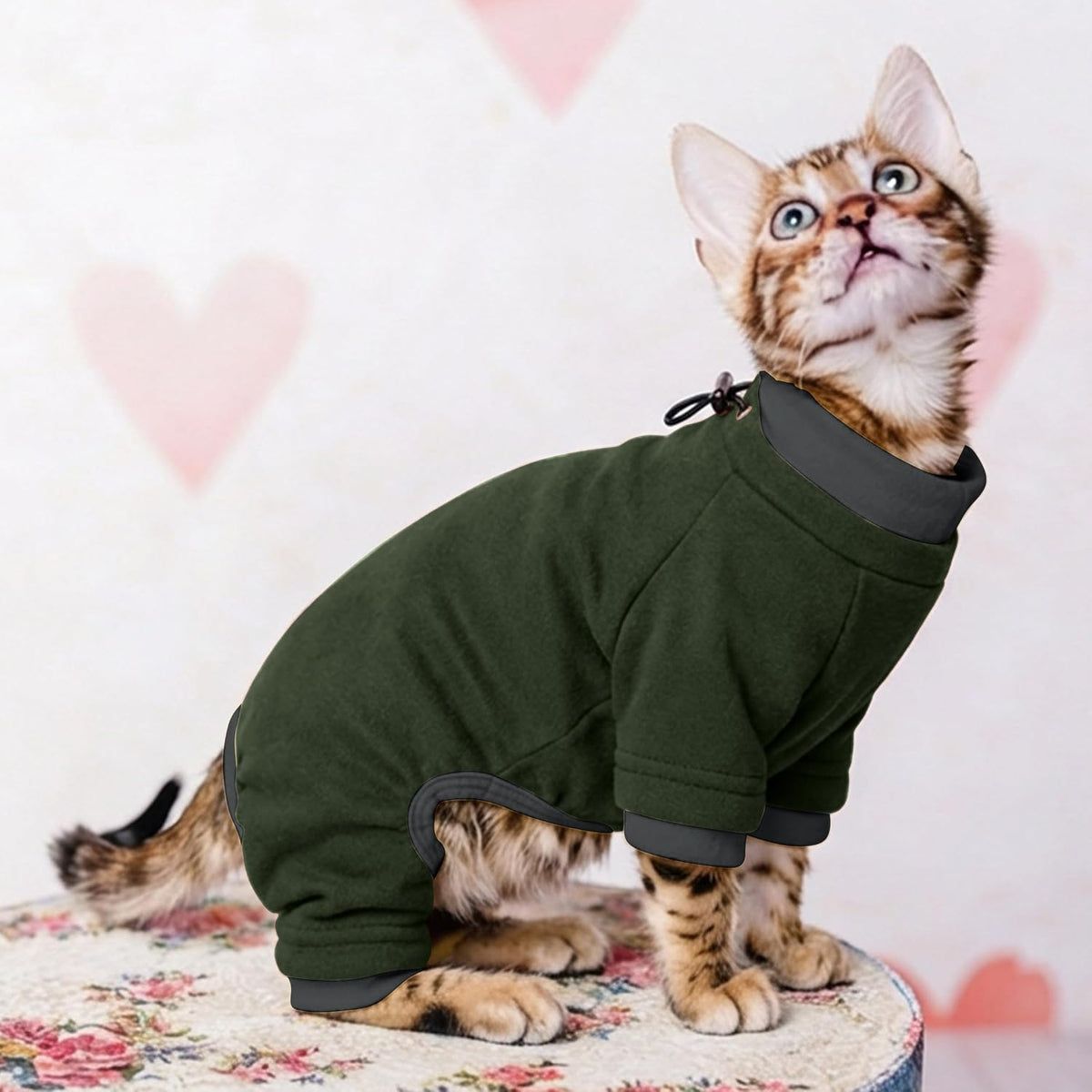 Sticky Hair Cat Clothes, Prevent Loss Pajamas - XX-Large / Green - image 4