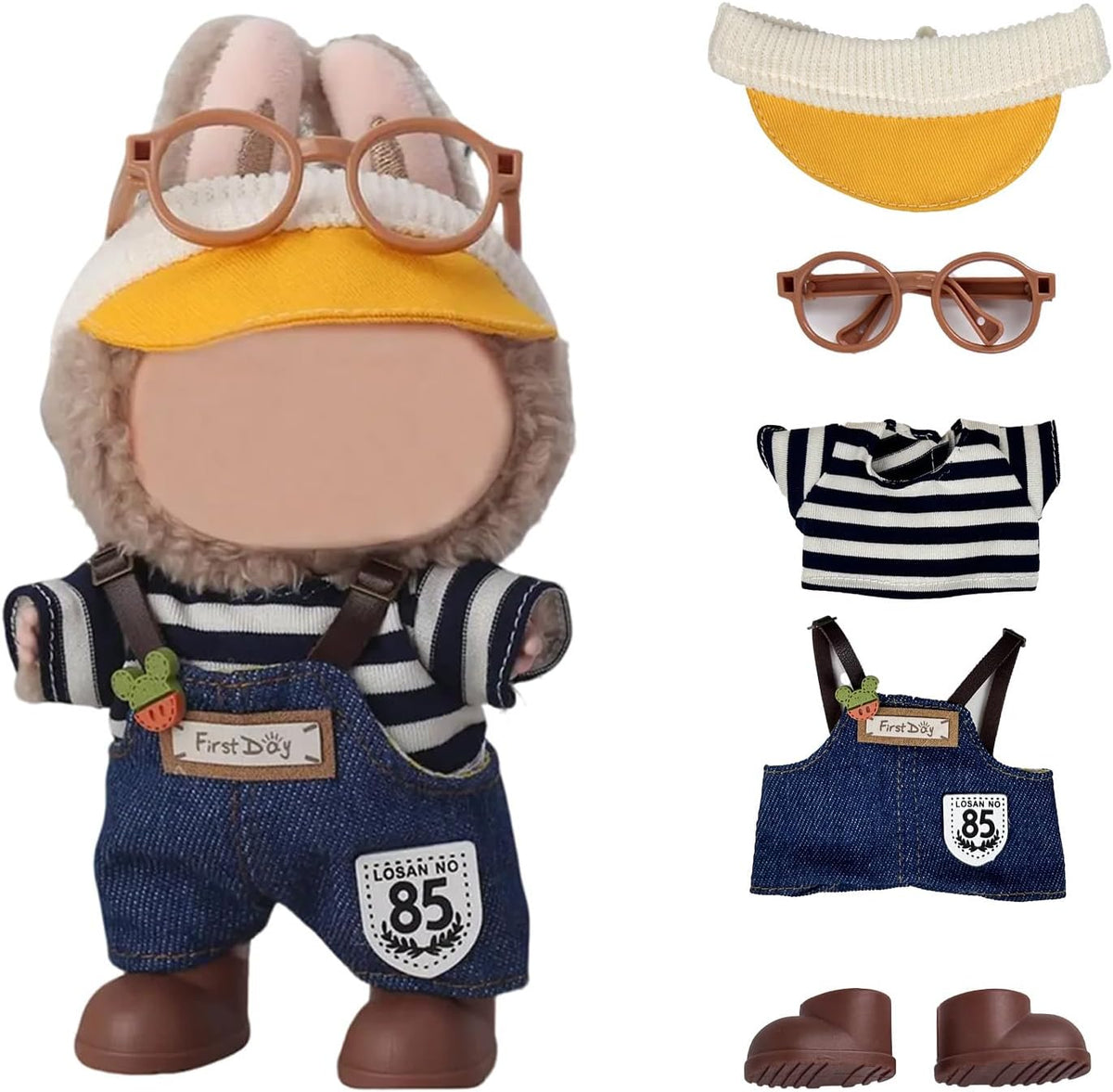 17cm Doll Clothes, Cute Dolls Outfit Accessories with Sweater + Denim Jeans + Pants, Small Kawaii - Style 1