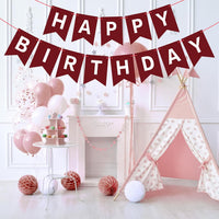Orange Happy Birthday Banner Birthday Sign for Backdrop Happy - Burgundy - image 3