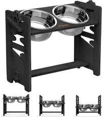 Elevated Dog Bowls, Raised Dog Bowl Stand Adjustable Small - Black / Large / Without Mat