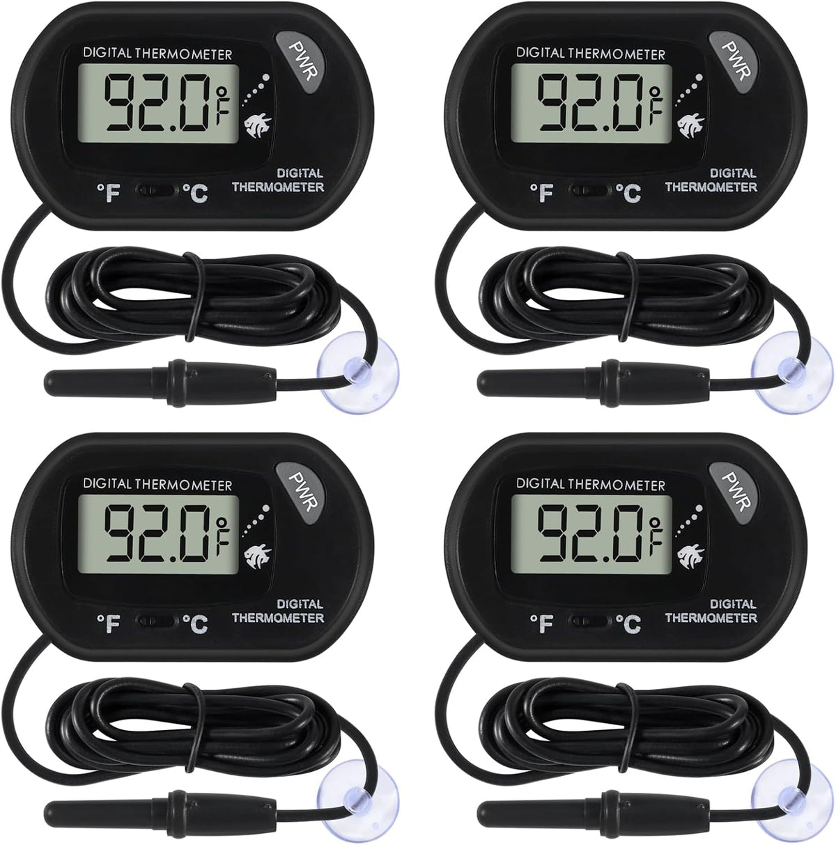 4Pcs Aquarium Thermometer Fish Tank Thermometer Reptile Fahrenheit - 4PCS
