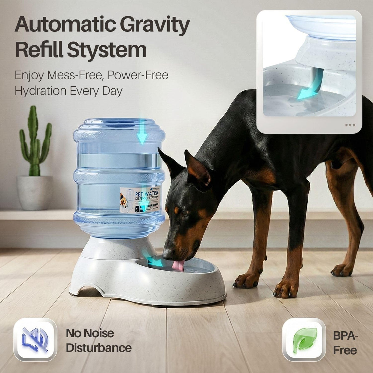 Flexzion Gravity Pet Water Dispenser Drinking Station for Dogs Cats - 3 Gallon - image 3