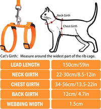 PUPTECK Adjustable Cat Harness and Leash Set Escape Proof Kitten - Medium / Orange - image 2