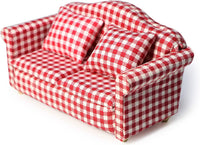 Cutemini white 1/12 scale dollhouse loveseat couch with pillows - view 6