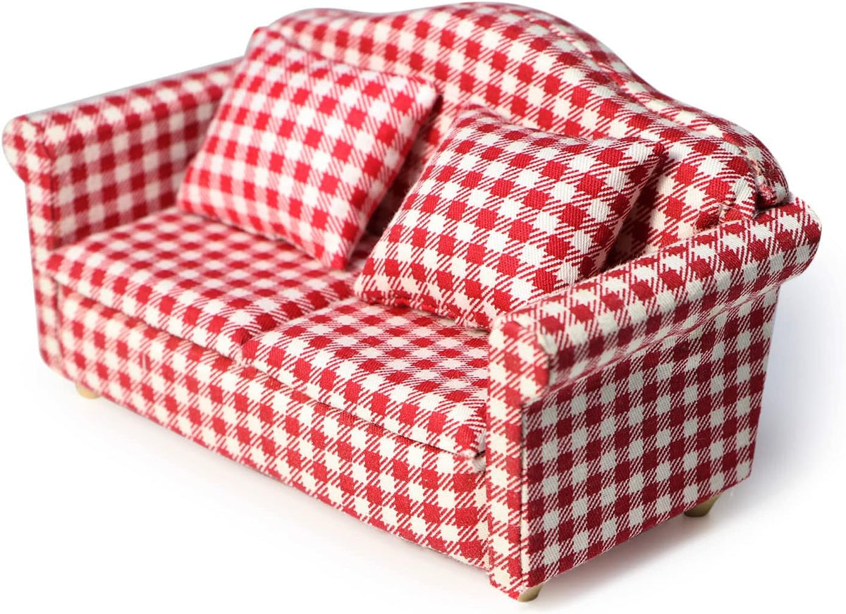 Cutemini white 1/12 scale dollhouse loveseat couch with pillows - view 6