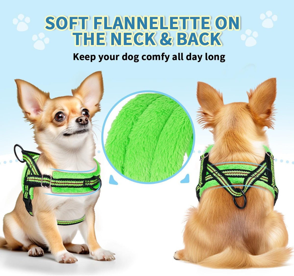 Lukovee Small Dog Harness and Leash Set, No Pull Soft Padded, XS - Green - with Stripe / XXS ( Chest 11.5'' ~ 15'') - image 4