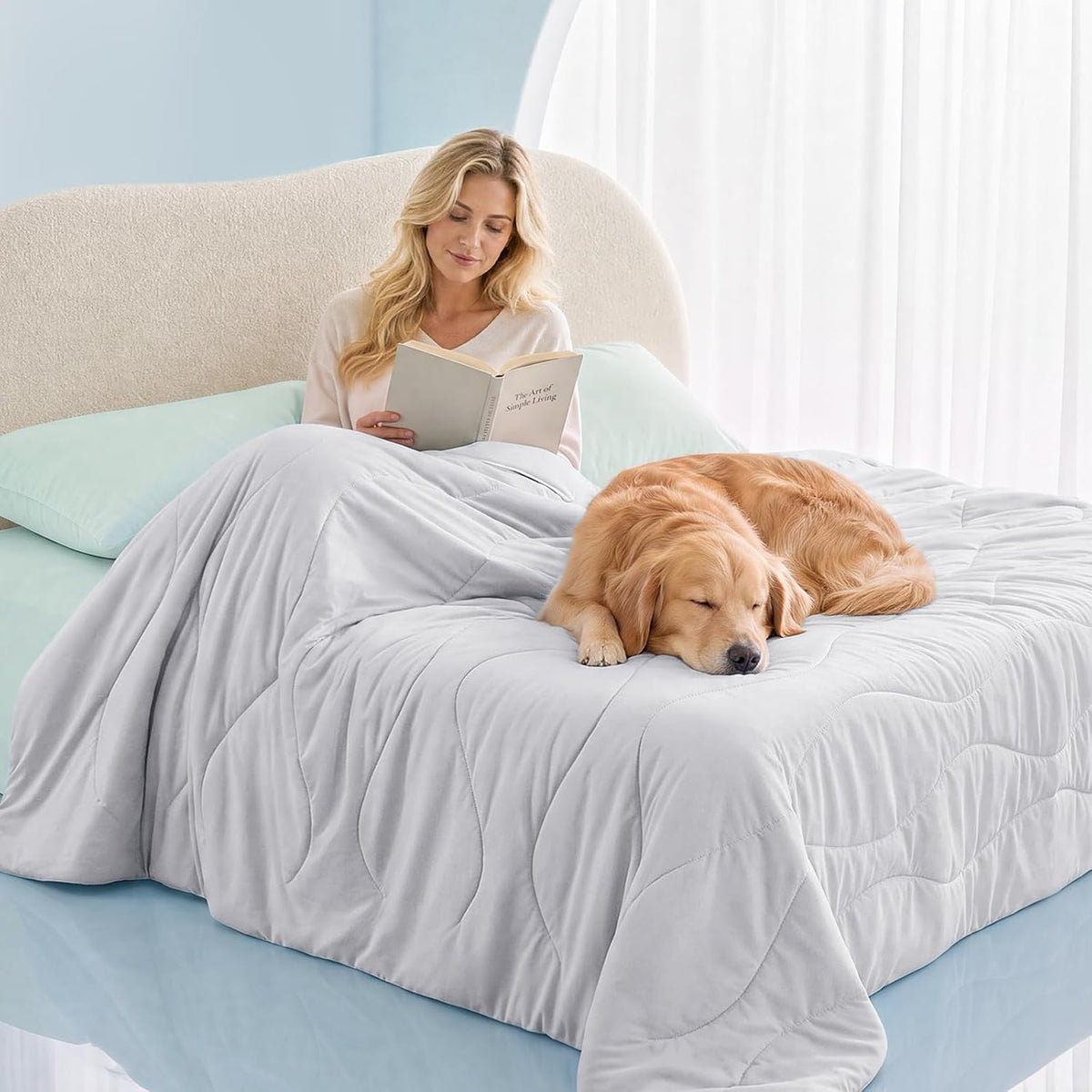 Luciphia Cooling Dog Blanket, Q-MAX>0.5 Pet Throw for Couch - Light Grey / 60x80 inches