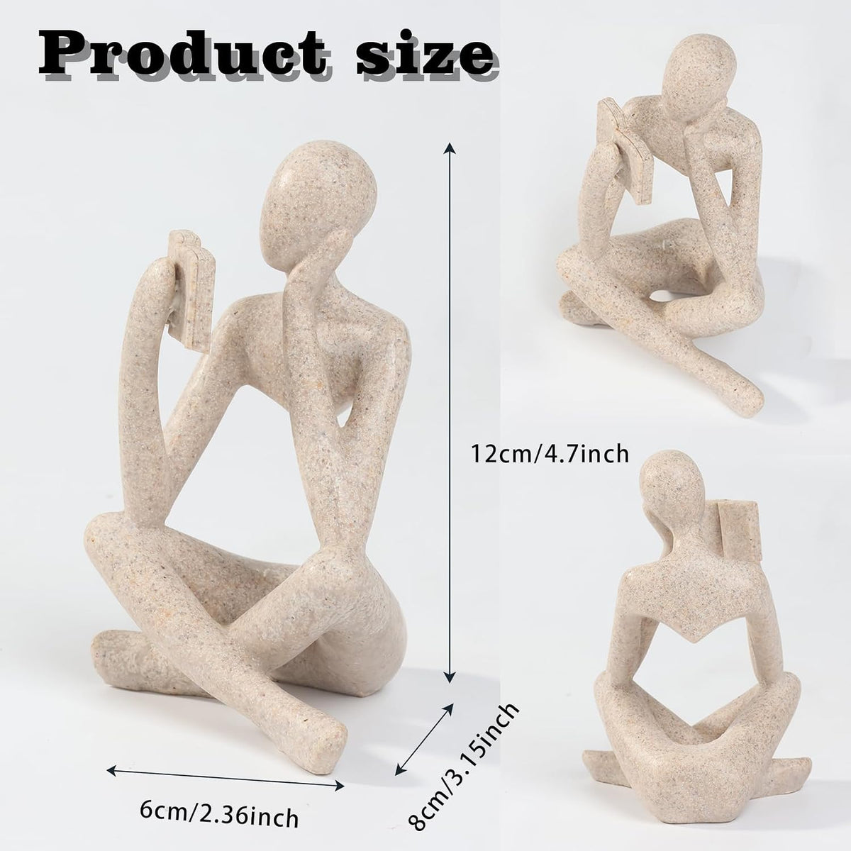 Minimalist Thinker Statue, Fish Tank Decor - Right Thinking Read Book - image 3