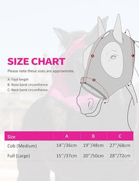Harrison Howard Horse Fly Mask with Forelock Opening Stretch Breathable and Comfortable for Horses UV -Protection Fuchsia L