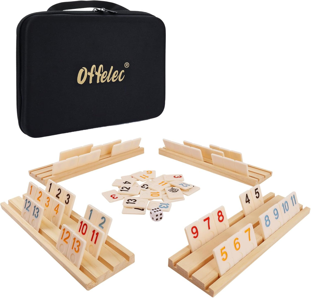 Offelec Double Six Dominoes Set - Upgraded Rummy Game With Bag