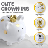 SOBEIT Piggy Bank for Kids Girls Boys, Glazed Ceramic Coin Bank - Style 2 White - image 2