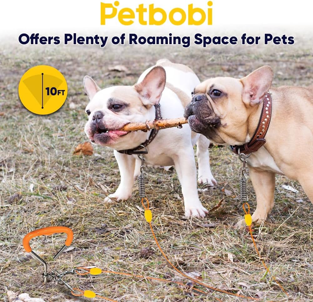 Petbobi Dog Tie Out Cable and Stake - 10 ft (120 lbs) / Orange - image 4