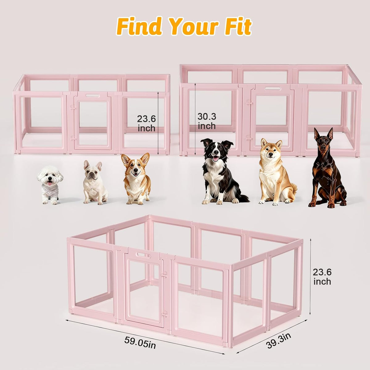 DIY Clear Acrylic Dog Playpen House - Skin Pink / 10PCS / 23.6"H - image 3