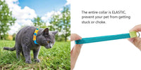 Cotton Bowtie Cat Collar with Bell 2 Pack Adjustable Breakaway Kitten - Elastic Blue+Green / 7.5-11.4 Inch (Pack of 2) - image 3