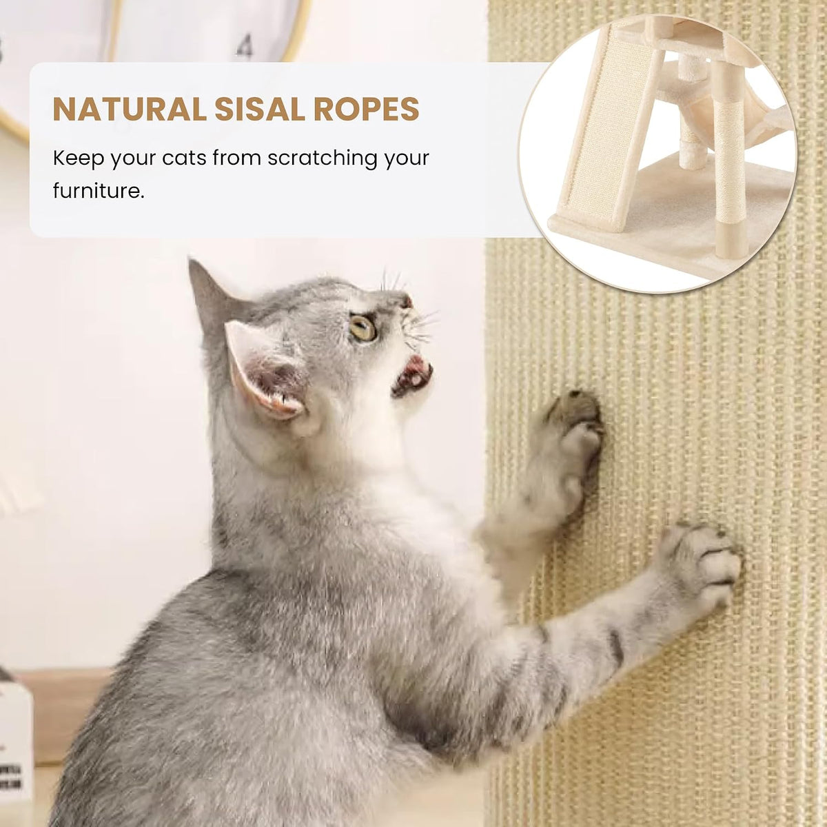 SHA CERLIN 65in Larger Cat Tree Tower Condo for Indoor - Beige - image 4
