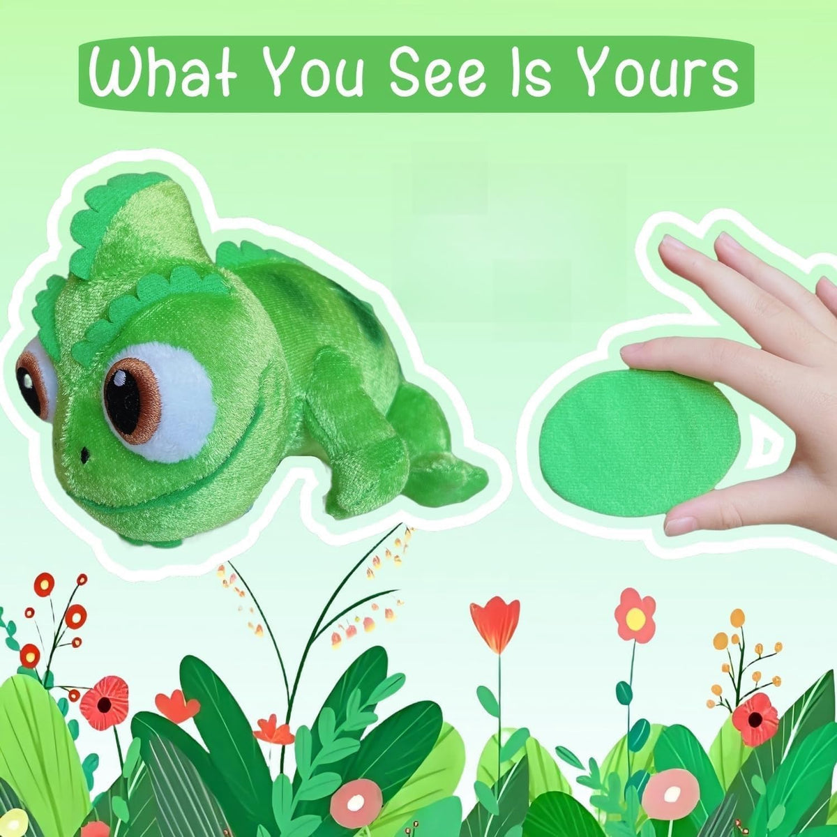 Salvado green chameleon lizard plush with magnetic belly for shoulder wear - view 2