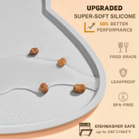 Cat Food Mat, Silicone Non Slip Dog Bowl Mat Waterproof Cat Feeding Mat Stop Food Spills and Water - Light Gray / 17"L x 10"W - image 3