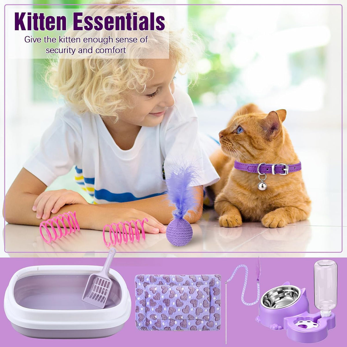 Eccliy 10 Pcs Kitten Starter Kit for Indoor - Cute / Medium / Purple - image 4