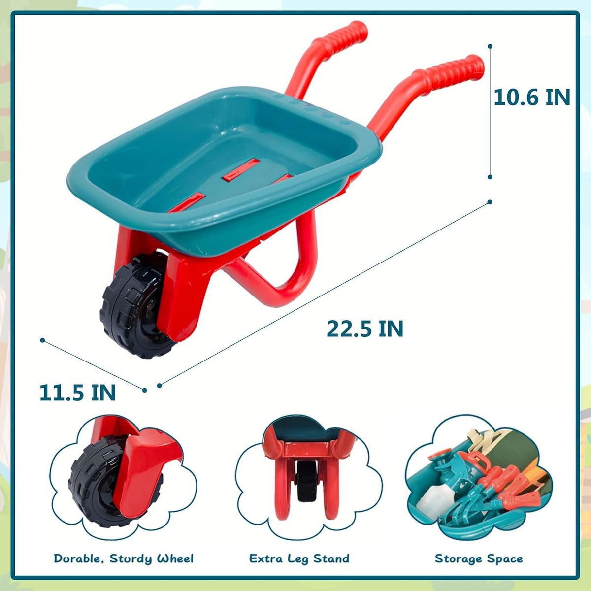 unanscre Gardening Tool Set for Kids, with Toddler Wheelbarrow - image 2
