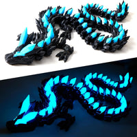 24" Large 3D Printed Dragon - Luminous Blue / 30 inch