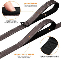 Joytale Reflective Dog Leash for Medium & Large Dogs - 5 ft 2 Handle / Brown - image 2