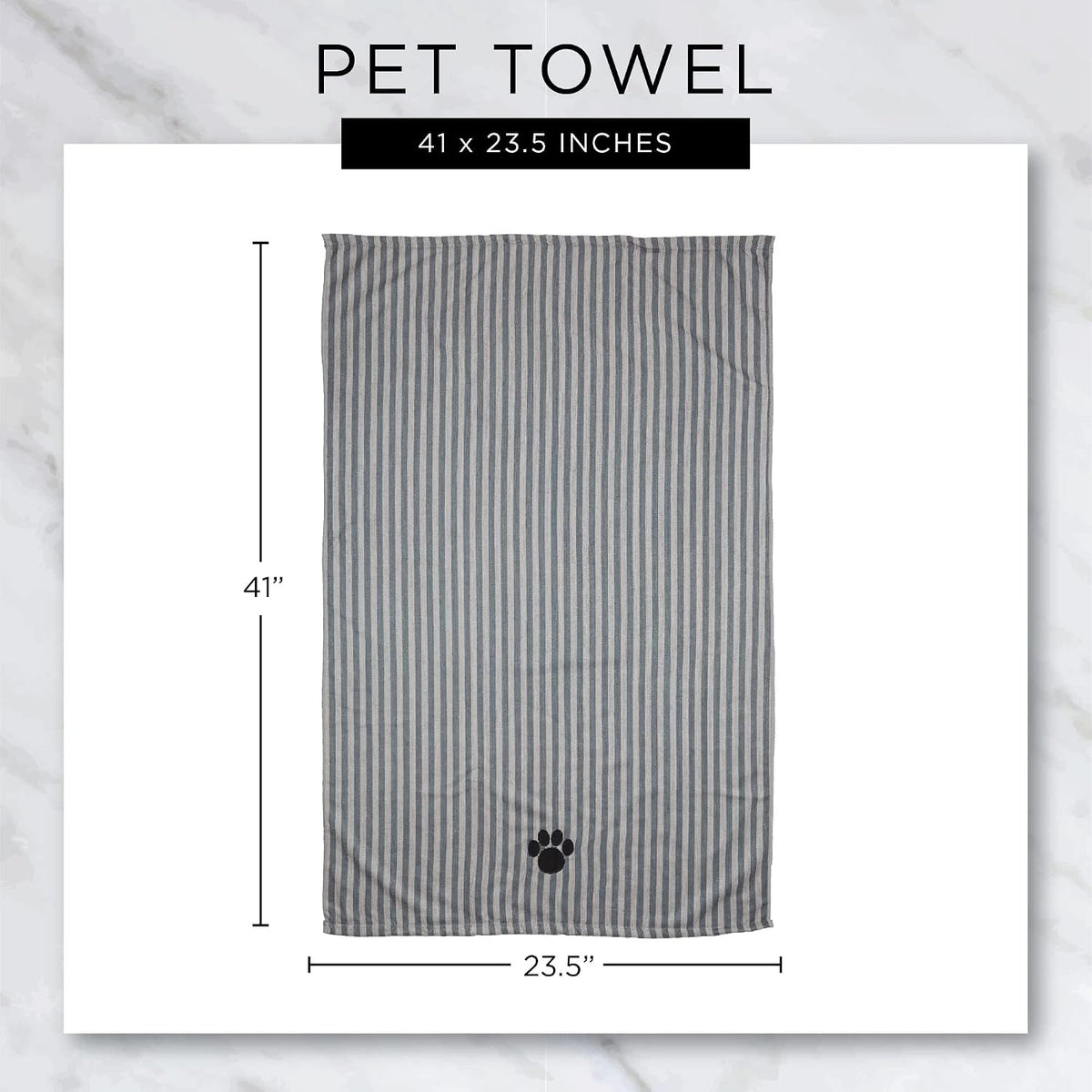 Bone Dry Pet Grooming Towel Collection Absorbent Microfiber X-Large - Embroidered Gray / 41x23.5" - image 3