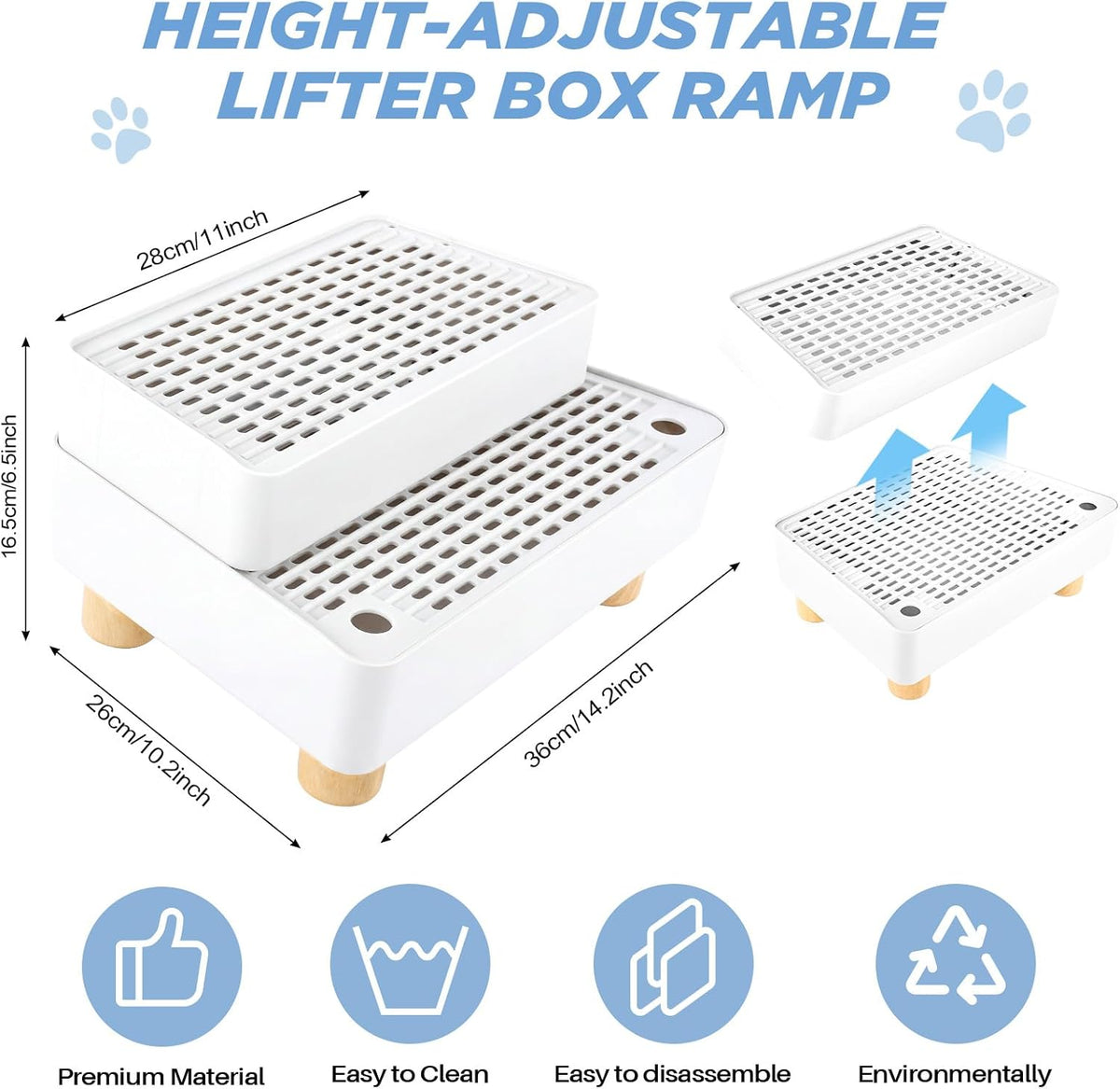 Adjustable Litter Box Step, Cat Ramp for Litter Box, 2 Steps - White / 2 step - image 2