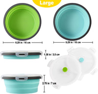 Joyinjojo Collapsible Dog Bowls with Lids - Large / Blue / Green - image 2