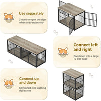 Lyromix 86.62'' Dog Crate Furniture Large Breed TV Stand, Grey – Essentials for Dogs - Ancient gray / 43.3"L x 29.9"W x 66.1"H / Stackable Crate - image 4