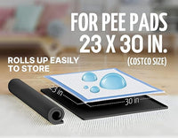 TidyFriend Dog Pee Pad Holder Tray Fits for 30” x 23” Pee Pads with Corner Lock Holes, Raised Edges, Non-Spill, Easy to Clean Silicone Dog Potty Tray Holder, For Indoor Floor Protection (Black)