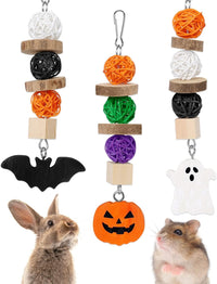 3PCS Chinchilla Toys Guinea Pig Bunny Rabbit Chew Toys Teeth Care - Halloween