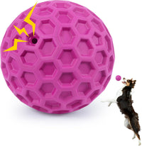 DISSKNIC Indestructible Squeaky Dog Ball, Relieves Anxiety - Large / Rose Red
