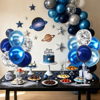 TONIFUL 4 Set Black Gold Balloon Stand Balloon Centerpieces for Table – Fun for Kids & Family - Metallic Blue Silver / 6 Set Balloon Stand - image 4