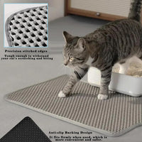 Cat Litter Mat, Honeycomb Double Layer Litter Trapping Mat – Daily Care for Cats - Light Gray / 45x26 Inches - image 4