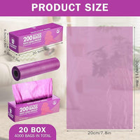Sherr 20 Boxed Rolls 4000 Counts Dog Poop Bags Bulk Leak Proof Dog Waste Bags Universal Pet Doggy Waste Poop Box for Puppy Pets Outdoor Walking and Travel, 20 Rolls of 200 (Purple)