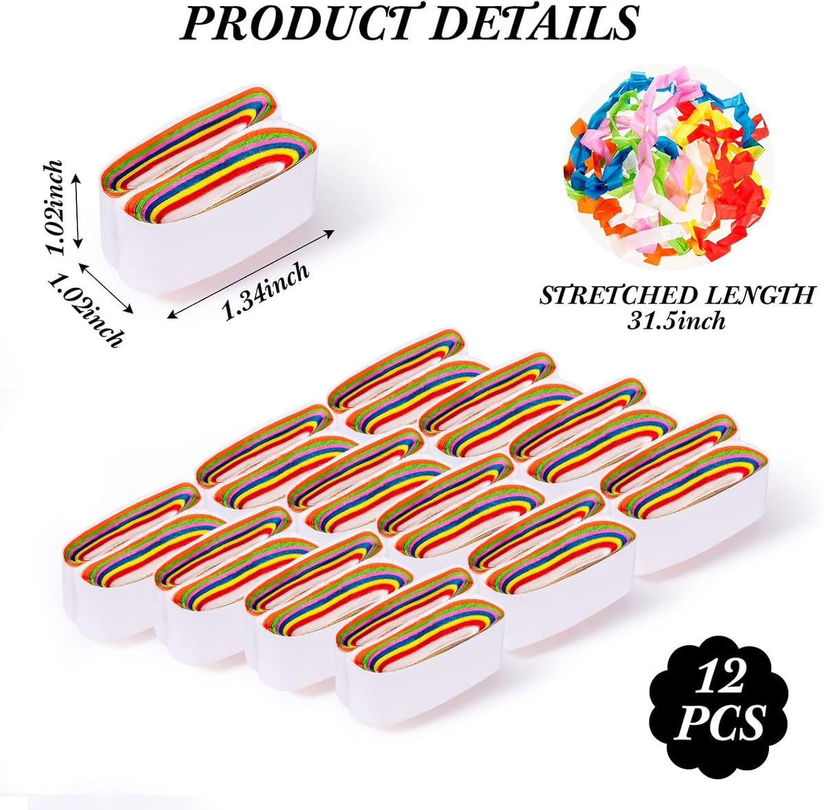 Wettarn 24 pack mouth coils magic trick props in colored paper rolls - view 4