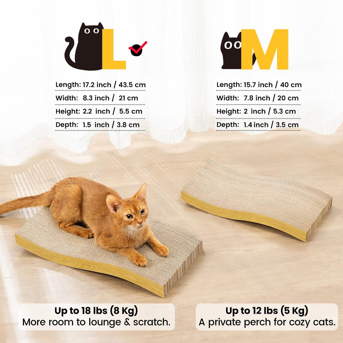 Cat Scratcher, Durable Scratch Pad - Wood Grain / M: 15.7" - 1 Pack - image 4