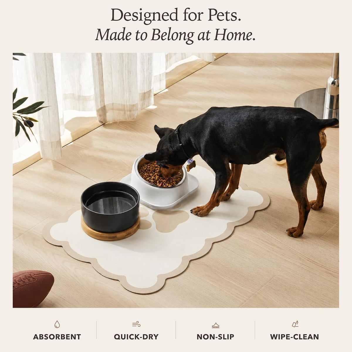 Scalloped Dog Feeding Mat, Beige White, 14" X 19” – Essentials for Dogs - Beige / 19"L x 14"W - image 3