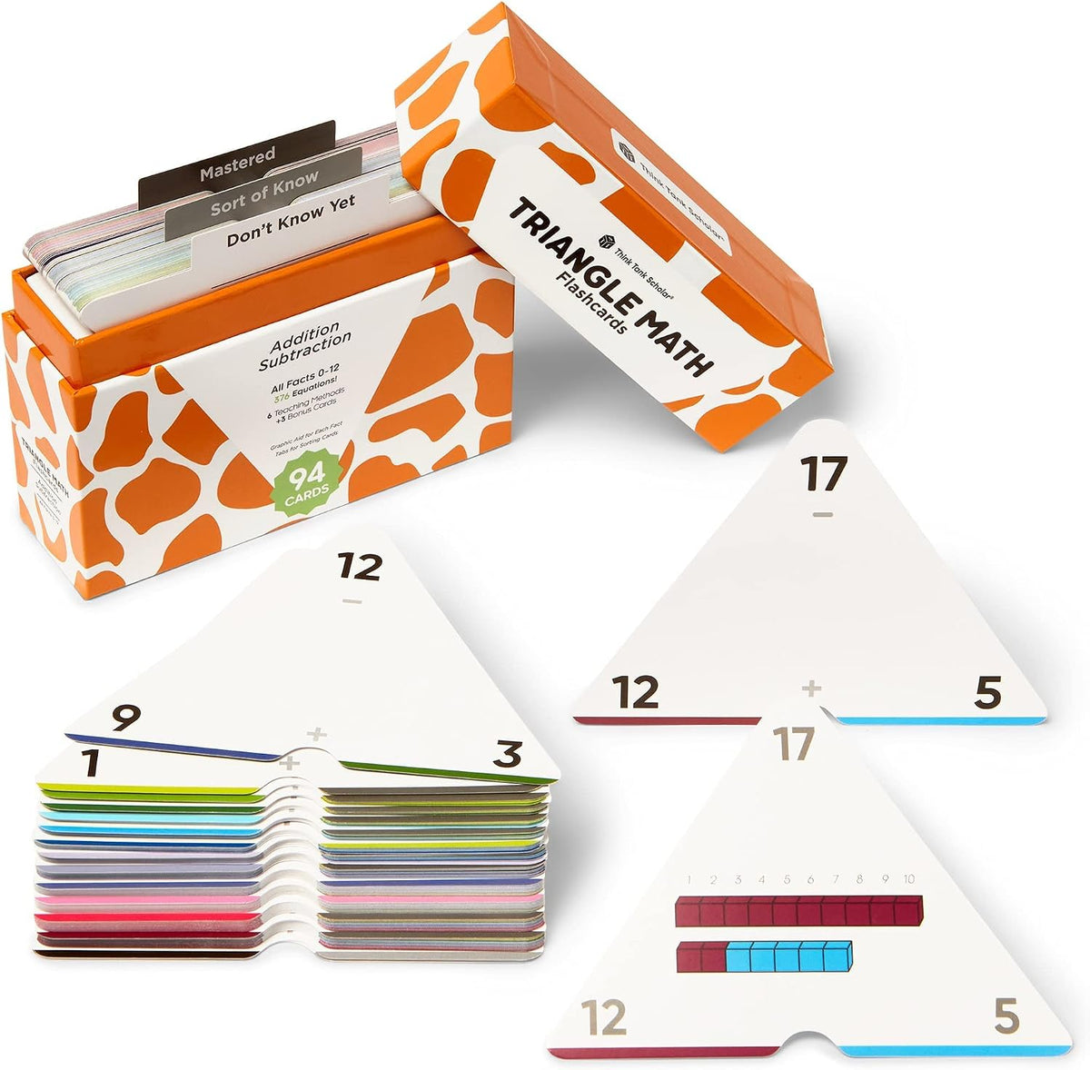 Think Tank Scholar color-coded triangle math flash cards for grades K-6