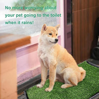 Dog Grass Pad with Tray, 35" X 23" Large Indoor/Outdoor Potty Training Pad, Durable Leak-Proof Tray and Reusable Puppy Grass Pads, Easy Clean Portable Pet Relief System for Small to Medium Dogs